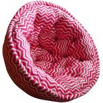 White and Red Striped Organic Cotton Lap Pouf