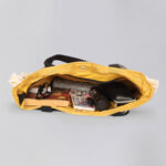 Yellow Jute and Velvet Handbag