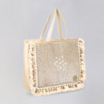 Natural Jute and Velvet Handbag