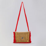 Red Jute and Velvet Clutch Bag