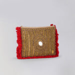 Red Jute and Velvet Clutch Bag