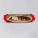 Red Jute and Velvet Clutch Bag