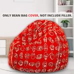 Cotton Duck Red Color Printed XXL Bean Bag Cover