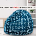 Cotton Duck Blue Color Printed XXL Bean Bag Cover